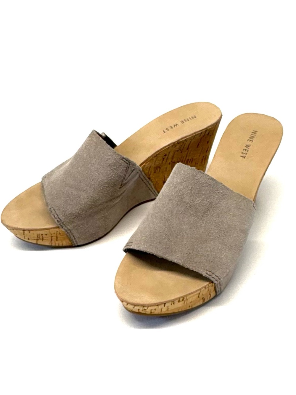 Nine West Ersilia Suede Cork Wedge Slide Sandals - Size 8M